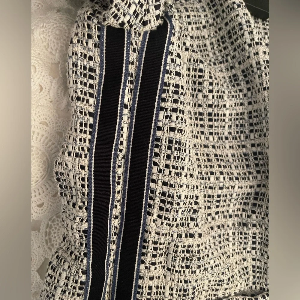 🌚💙NEW WITH TAGS💙🌚 Maje Retrola Drawstring Tweed Dress size 36 US 2/4 - Picture 6 of 11